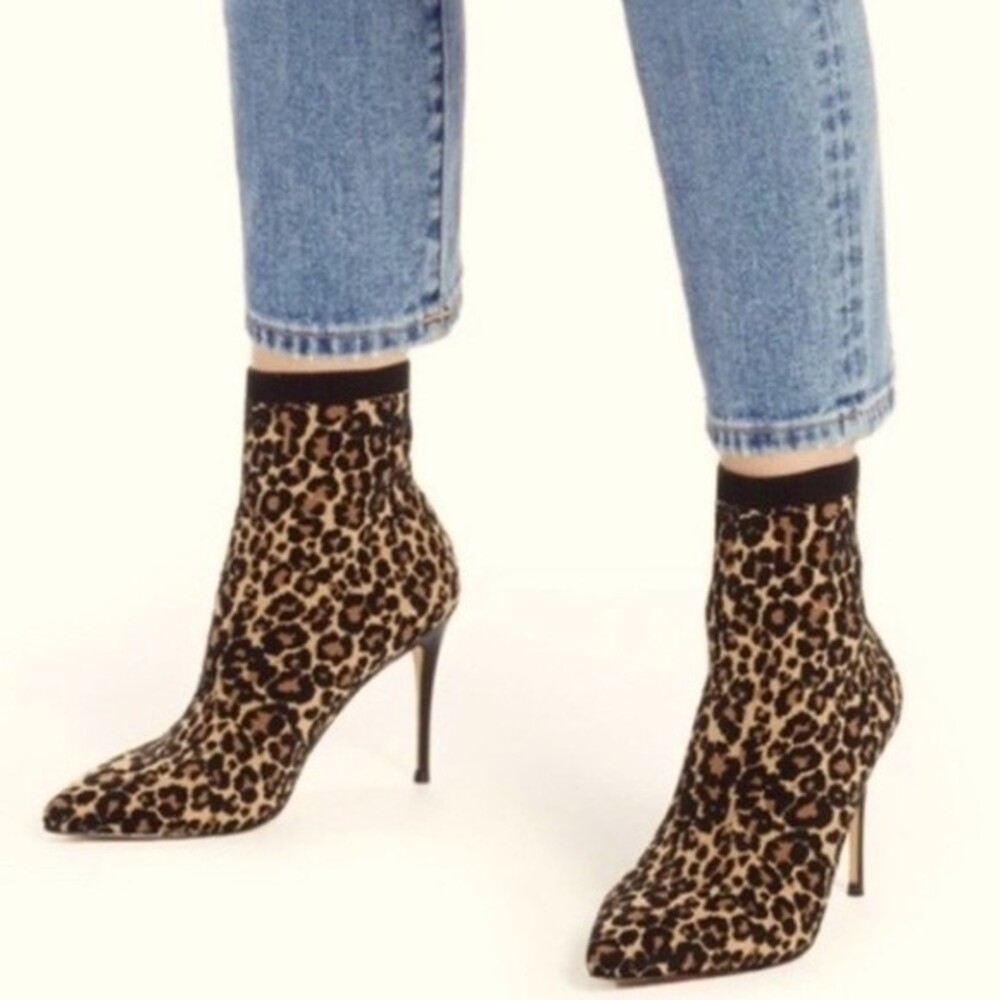 SOMETHING NAVY Nix Leopard Sock Bootie 9